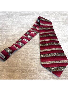 Stafford Executive 100% Silk Made in USA Tie Red Stripe